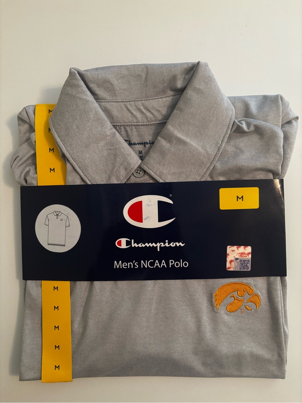Champion Iowa Hawkeyes NCAA Polo Shirt Men's Medium Gray NWT
